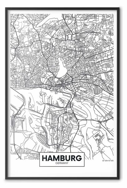 Poster: Mappa di Amburgo - mappa della città tedesca