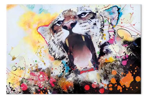 Quadro Ruggito Pop Art della Natura - animale in esplosione di colori