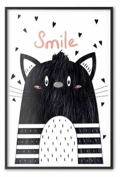Poster: Sorridi - per bambini, gatto e scritta rosa