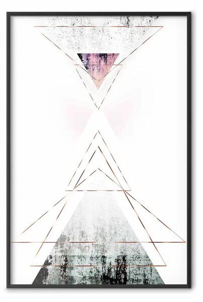 Poster: Astrazione geometrica - composizione moderna con triangoli dorati