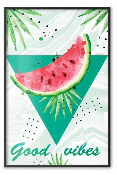 Poster: Vibrazioni positive - con scritta verde e piante