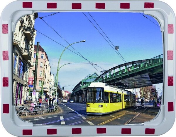 Specchio stradale H800xW1000mm plastica, rosso/bianco 27m