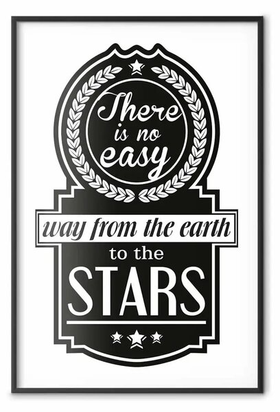 Poster: Non c'è via facile dalla terra alle stelle - scritte in bianco e nero