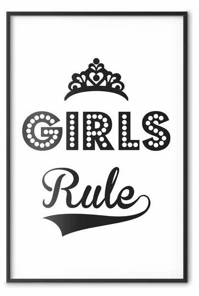 Poster: Le ragazze comandano - composizione bianco-nera con scritte decorative