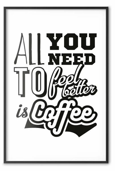 Poster: Tutto ciò che serve è caffè - con scritte