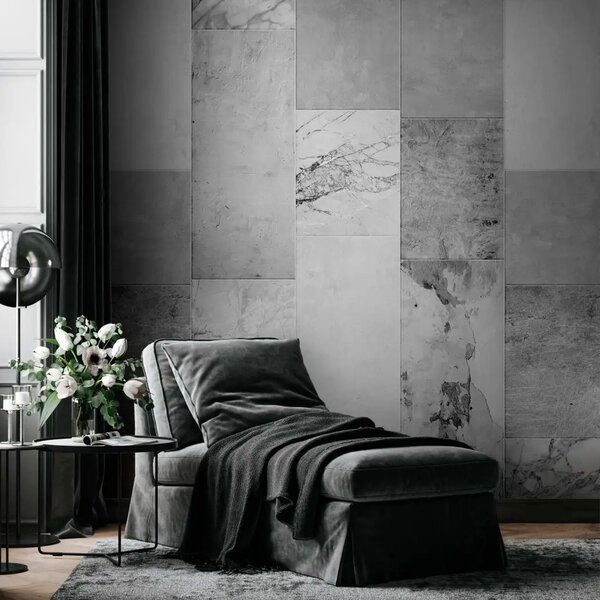 Carta da parati design Mattonella lunga (grigio)
