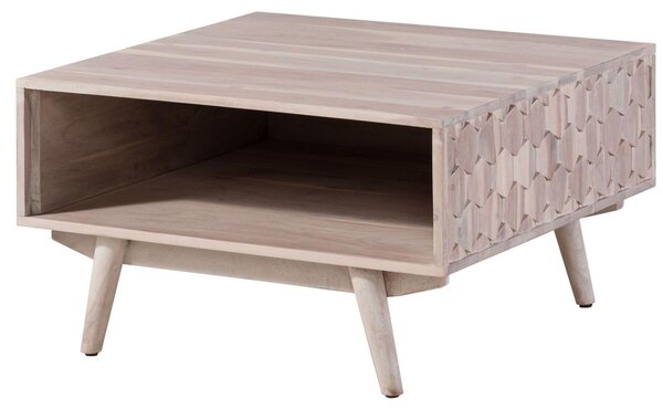 MASSIVMOEBEL24 | MOSAYK #216 Tavolino da salotto in legno di acacia laccato / bianco 70x70x40