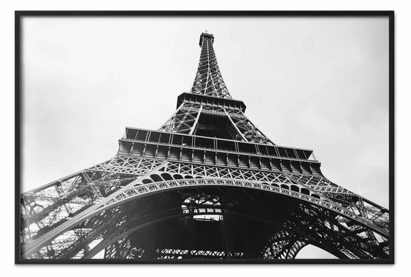 Poster: Gigante parigino - Torre Eiffel da prospettiva rana in B/N