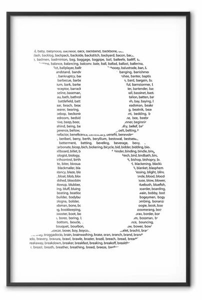 Poster: Lettera B - iscrizioni nere forma seconda lettera