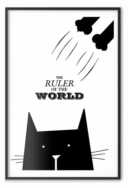 Poster: Sovrano del mondo - con un gatto e iscrizioni