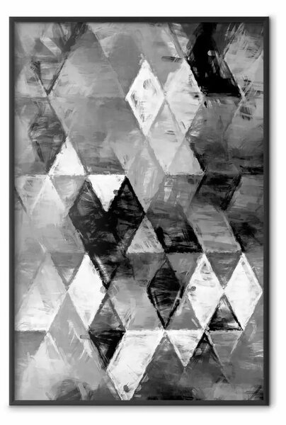 Poster: Rombi bianchi e neri: una composizione moderna con forme geometriche