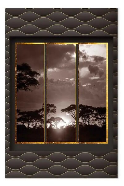 Quadro su tela Paesaggio savana africana - alberi cielo