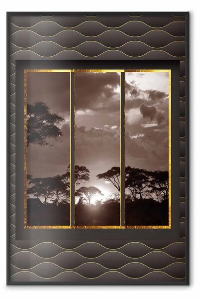 Poster: Nuvole sopra la savana - paesaggio serale africano