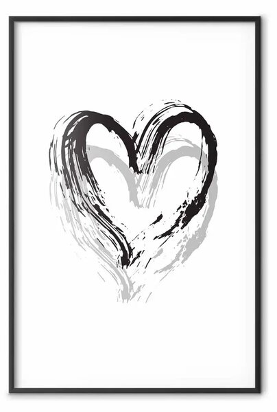 Poster: Cuore dipinto: composizione semplice con simbolo d'amore