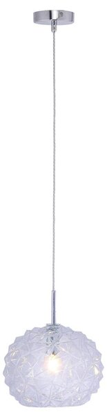Lampada a sospensione, sfera di vetro, blu, struttura, P 25 cm