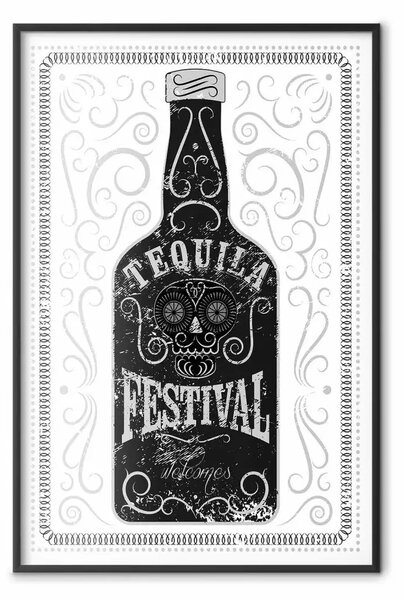 Poster: Festival della tequila: composizione con bottiglia di alcol