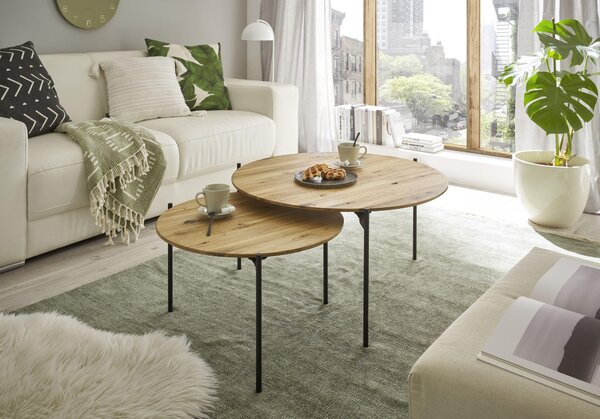 Tavolino da salotto >ASSUAN< in rovere massello / metallo - 33x55 cm (AxP)