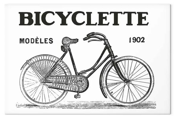 Quadro su tela Veicolo oldschool - grafica della bicicletta in stile line art vintage