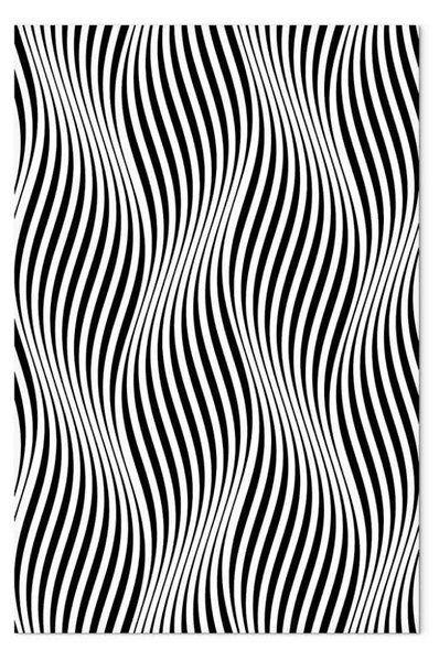 Quadro contemporaneo Onde psichedeliche - astrazione su sfondo nero e bianco