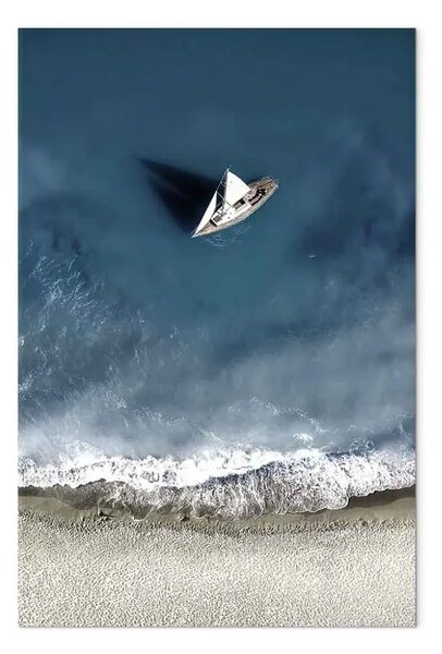 Quadro Yacht in mare verticale