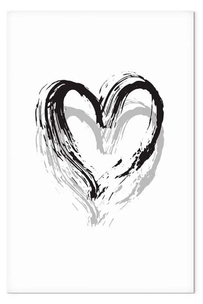Quadro moderno Cuore in due tonalità - simbolo d'amore in bianco e nero