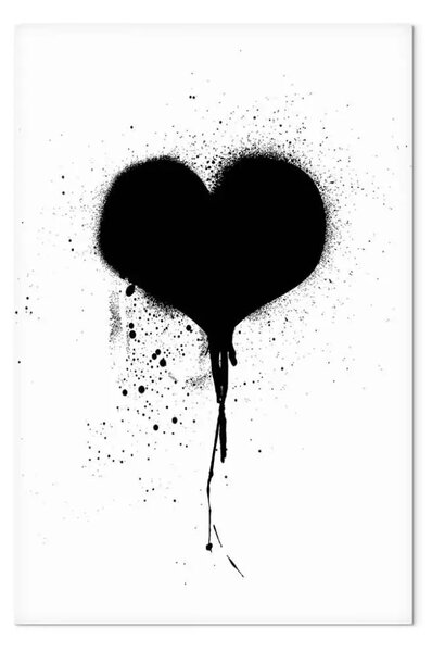 Quadro contemporaneo Contrasto di emozioni - battito cardiaco in bianco e nero