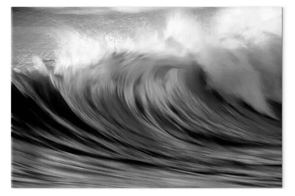Quadro moderno Il potere dell'oceano - Fotografia in bianco e nero di onde impetuose
