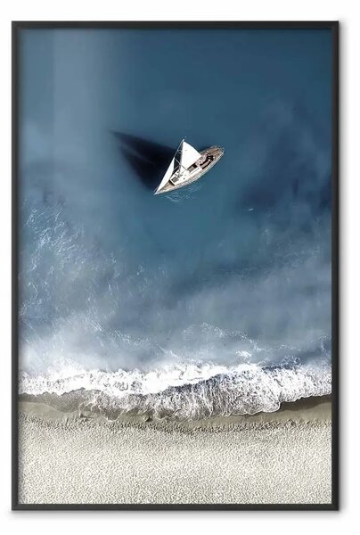 Poster: Yacht in mare: vista a volo d'uccello di barca