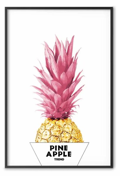 Poster: Ananas dorato: frutto tropicale con foglie rosa