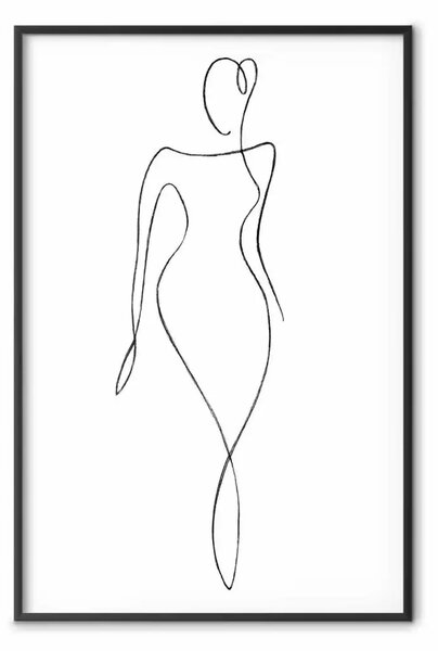 Poster: Vita di vespa - lineart semplice di donna