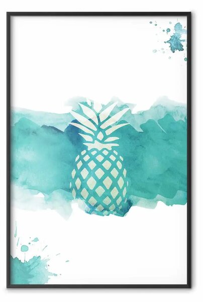 Poster: Ananas in acquerello: frutti tropicali dai toni verdi