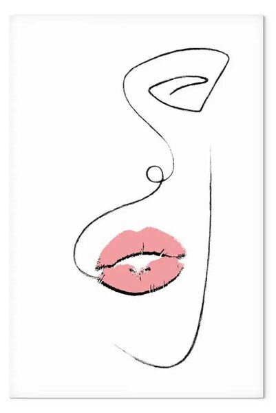 Quadro Labbra di donna - Un contorno in bianco e nero di un viso delicato