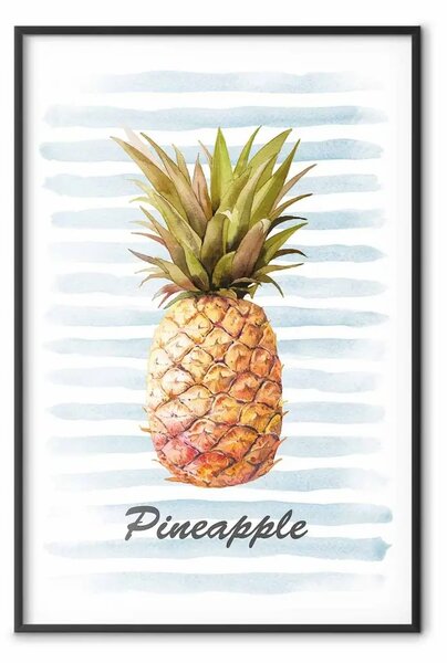 Poster: Ananas e strisce: composizione con frutto tropicale
