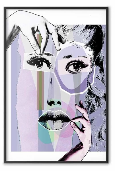 Poster: Chirurgia plastica - astrazione con volto di donna in stile pop art