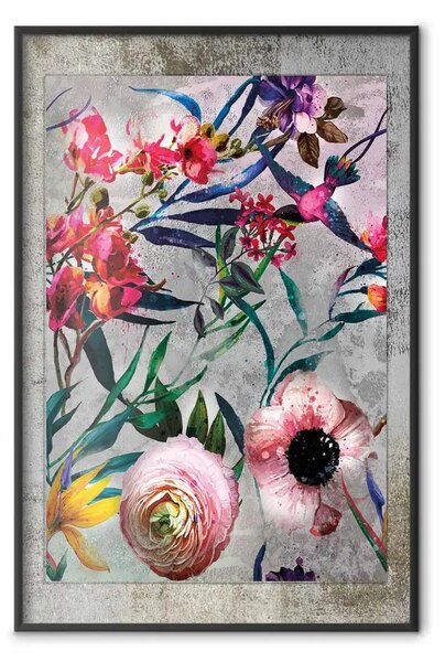 Poster: Fiori rustici: una composizione retrò colorata con un motivo vegetale
