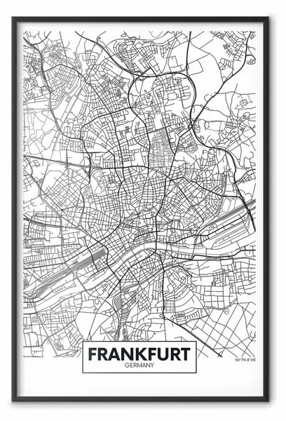 Poster: Mappa di Francoforte: mappa città tedesca con iscrizione