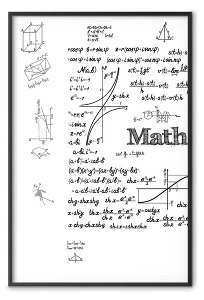 Poster: Matematica: equazioni e figure geometriche bianco e nero