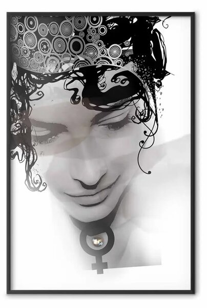 Poster: Bellezza femminile - astrazione volto donna bianco e nero