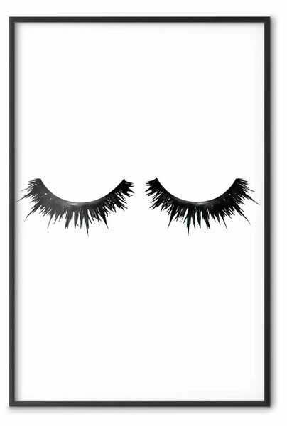 Poster: Ciglia lunghe - astrazione glamour bianco e nero