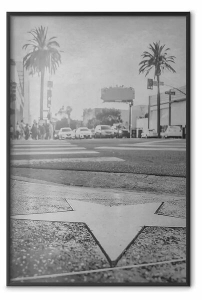 Poster: Walk of Fame - famosa strada di Los Angeles in bianco e nero