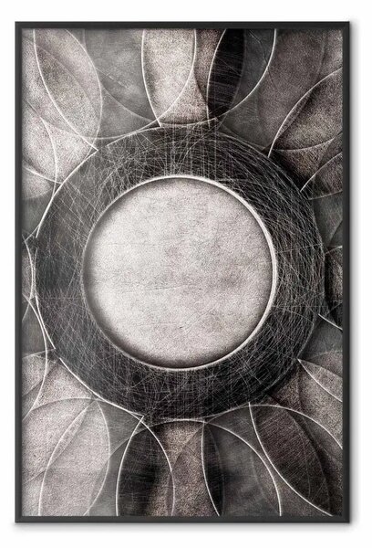 Poster: Metallo graffiato - composizione geometrica astratta in bianco e nero