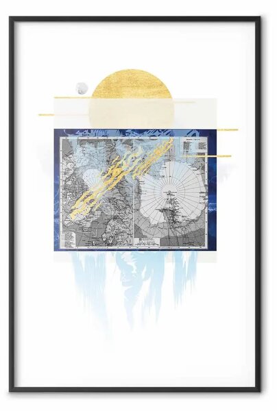 Poster: Antartide - composizione con mappa della terra