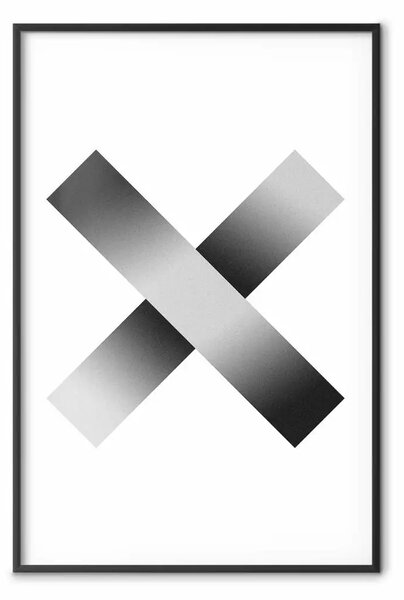 Poster: Croce su bianco - composizione astratta geometrica in bianco e nero