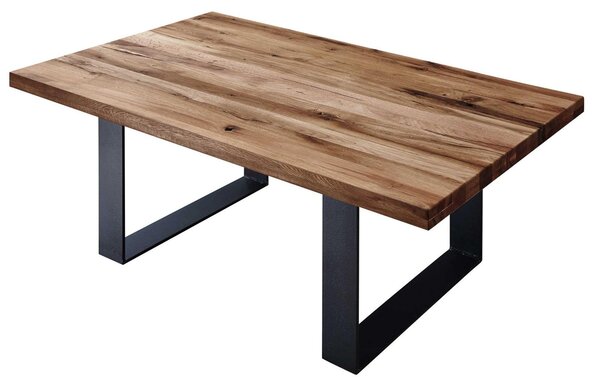 MASSIVMOEBEL24 | tavolino da salotto in legno di Quercia Selvatica/ Cerro 90x90x45 tabacco marrone oliato MONTREUX #317