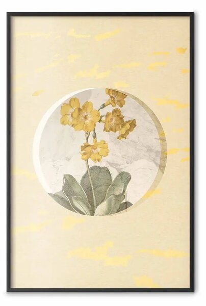 Poster: Un fiore in cerchio: composizione vegetale toni giallo-oro