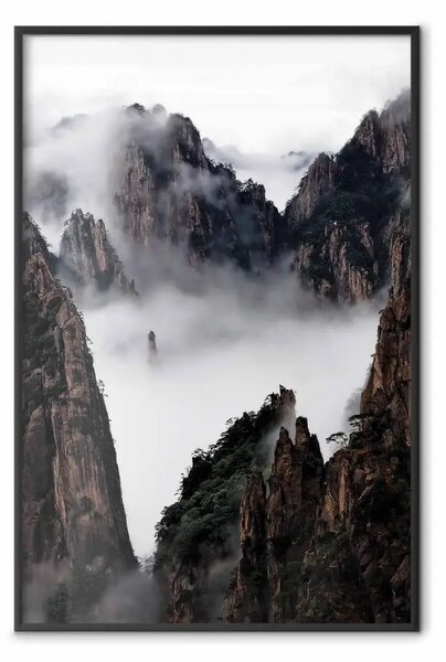 Poster: Montagne Gialle: Huang Shan - nebbia sul paesaggio cinese