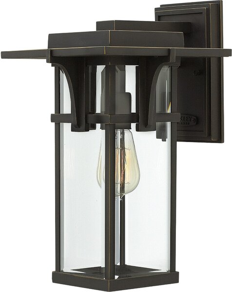 Applique da esterno Manhattan, finitura bronzo oliato, 1xE27x60W, alluminio, dimensioni: 38,1x23,5x26 cm, IP44, Hinkley