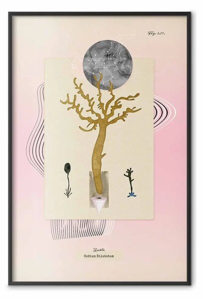 Poster: Pianta insolita - astrazione colorata con un albero e varie forme