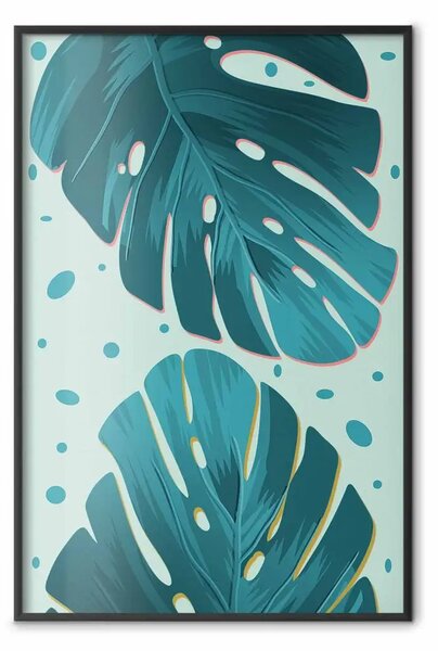 Poster: Foglie rugiadose: composizione verde tropicale