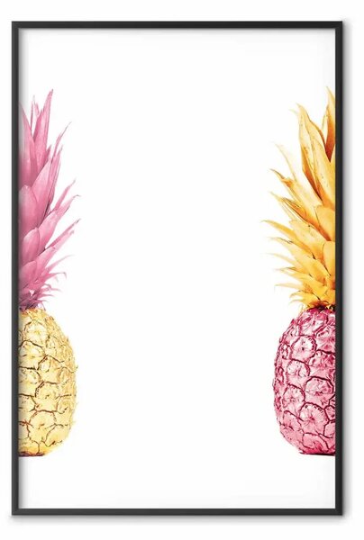 Poster: Opposti: composizione con frutti tropicali colorati e sfondo bianco